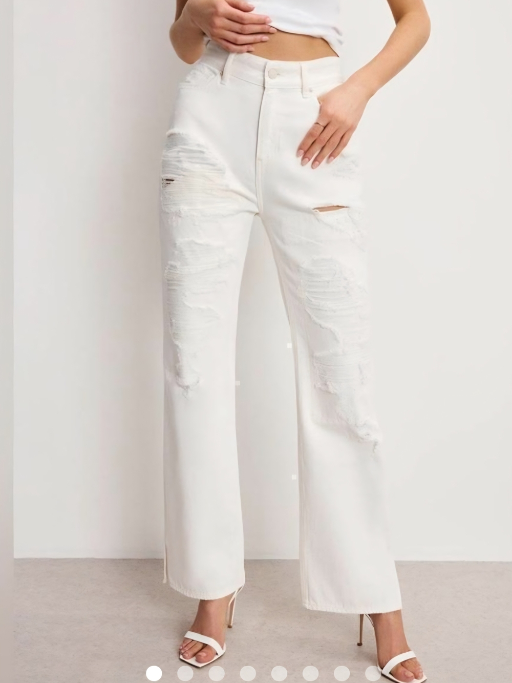 NWT Good American Good Legs Distressed White Jeans Size 8 - Picture 2 of 2